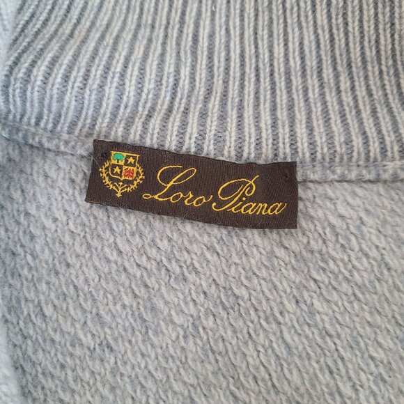 Loro Piana Men's 1/4 Quarter Zip Sweater Blue 100% Cashmere Size 52 - Picture 11 of 11